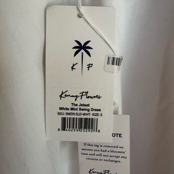 Kenny Flowers Dress Jetset Mini Swing Small Ruffle Hem White Summer Beach NWT - Picture 8 of 10